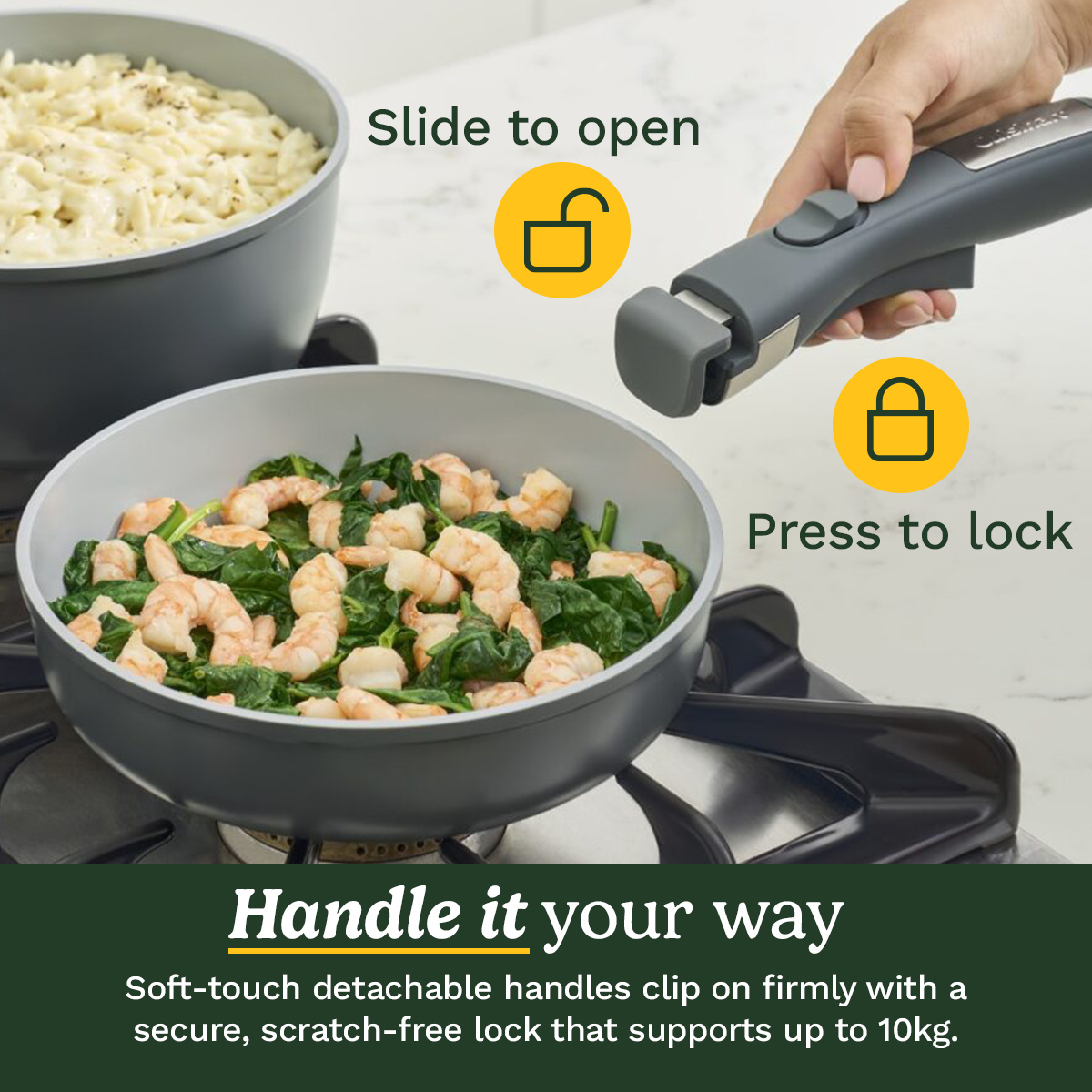 ClickSmart Non-Stick Detachable Handle Cookware (18 piece)