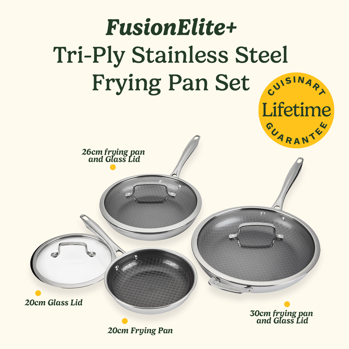 FusionElite+ Tri-Ply Stainless Steel Frying Pan Set