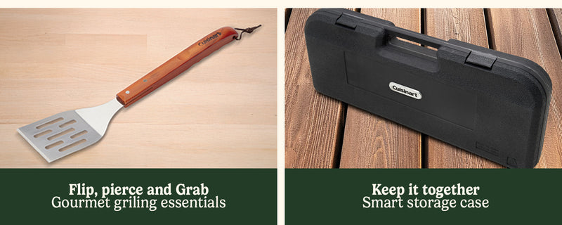 Wooden Handle Grill Tool Set with Case, 13-Piece