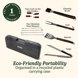 Wooden Handle Grill Tool Set with Case, 13-Piece