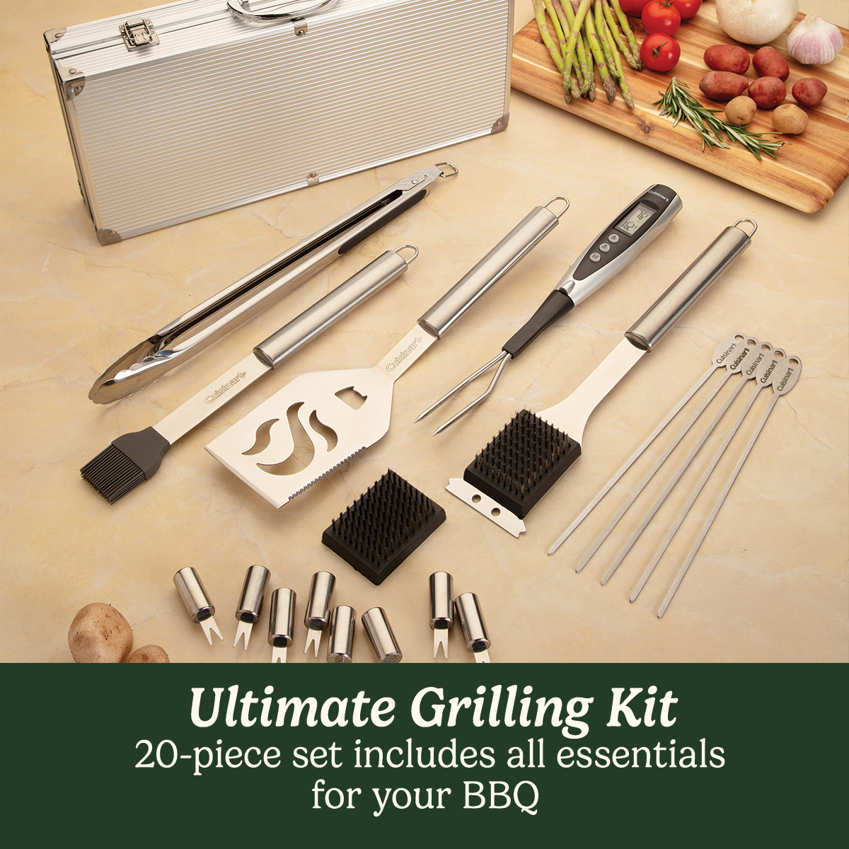 Deluxe Grill Set, 20-Piece Stainless Steel