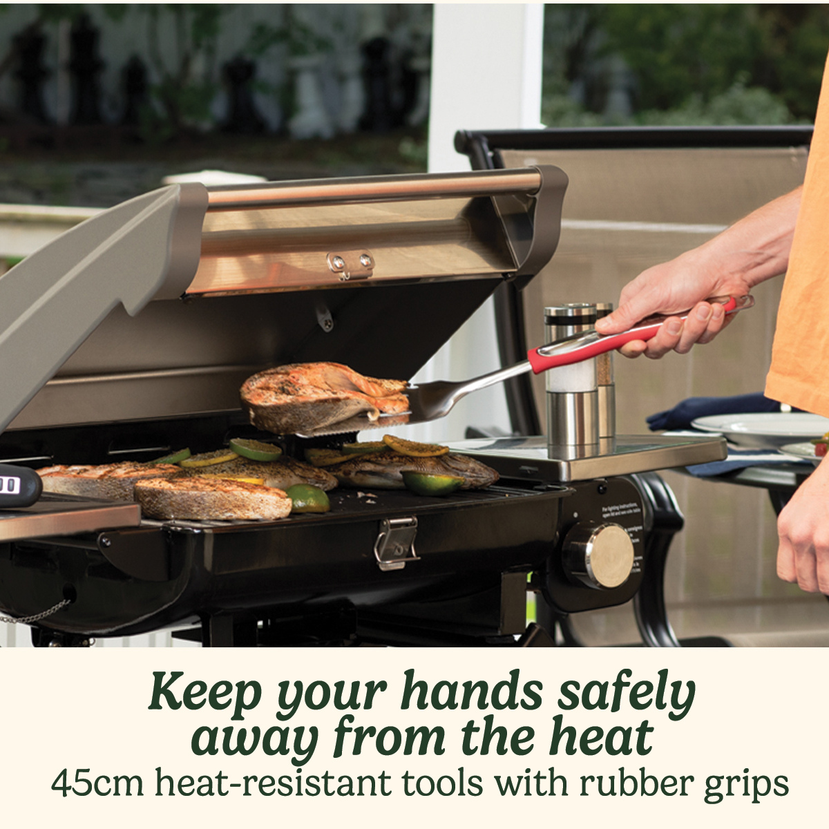 Grilling Tool Set with Grill Glove, Red (3-Piece)