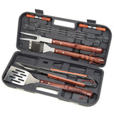 Wooden Handle Grill Tool Set with Case, 13-Piece