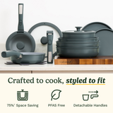 ClickSmart Non-Stick Detachable Handle Cookware (18 piece)