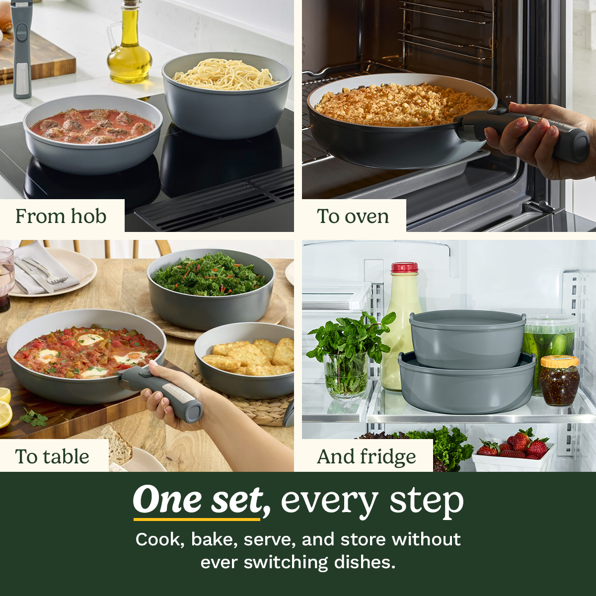 ClickSmart Non-Stick Detachable Handle Cookware (18 piece)