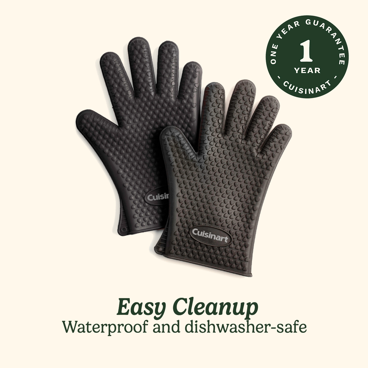 Heat Resistant Silicone Gloves, Black (2-Pack)