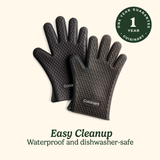 Heat Resistant Silicone Gloves, Black (2-Pack)