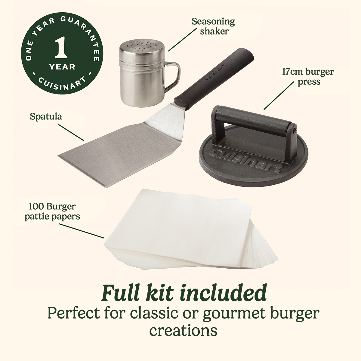Smashed Burger Kit, Cast Iron , 6" Patty